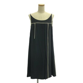 PRADA / プラダ | パイピング ライン サイドジップ ドレス ワンピース | 38S | ブラック | レディース