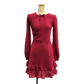 RED VALENTINO / レッドヴァレンティノ | レース ドッキング ニット ワンピース | XS | ピンク | レディース