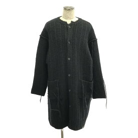 YOHJI YAMAMOTO POUR HOMME / ヨウジヤマモトプールオム | 2024AW | 3G STRIPE STRING LONG CARDIGAN 糸ふらし ロング ニット カーディガン | 3 | ブラック | メンズ