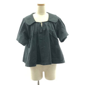 tricot COMME des GARCONS / トリココムデギャルソン | ラウンドカラー ギャザー プルオーバー ブラウス | S | ブラック | レディース