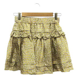 【新品】 RED VALENTINO / レッドヴァレンティノ | シルク フラワー プリント フリル スカート | 40 | イエロー系 | レディース