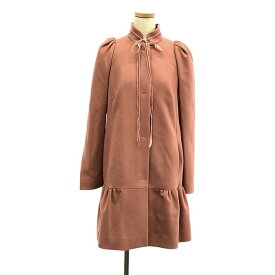 RED VALENTINO / レッドヴァレンティノ | ウール ナイロン ベロアリボン パフスリーブ コート | 40 | ピンク | レディース