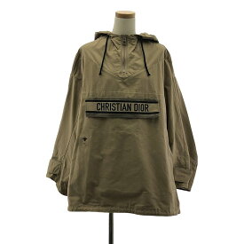 【美品】 Christian Dior / クリスチャンディオール | フロントロゴ ツイルコットン アノラック ジャケット BEE刺しゅう ユニセックス パーカー | S | ベージュ | レディース