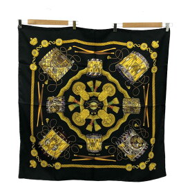 【美品】 HERMES / エルメス | LES TAMBOURS タンブールの太鼓 カレ90 シルク スカーフ | ブラック/ゴールド