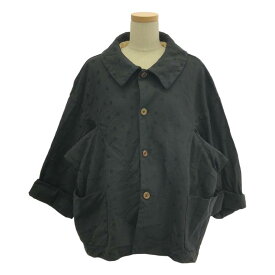 COMME des GARCONS COMME des GARCONS / コムコム | 2013AW | ポリエステル 縮絨 変形 ドット ジャガード パッチ ジャケット / 総裏地 | M | ブラック | レディース