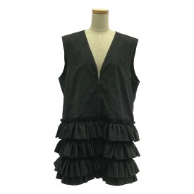 【美品】 tricot COMME des GARCONS / トリココムデギャルソン | 2021SS | フリル装飾 ドッキング ジップ ロングベスト | M | ブラック | レディース