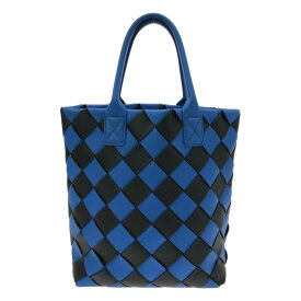 BOTTEGA VENETA / ボッテガヴェネタ | レザー マキシ イントレチャート ハンドバッグ トートバッグ | シグナルブルー / ブラック | レディース