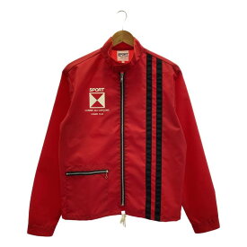 【美品】 COMME des GARCONS HOMME PLUS / コムデギャルソンオムプリュス | 2005AW | sport jacket / ナイロン ロゴ ドローストリング フルジップ ジャケット | S | レッド | メンズ