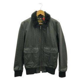 【美品】 SCHOTT / ショット | × SUPREME / シュプリーム Leather Flight Jacket / レザー フライトジャケット / 総柄裏地 | M | ブラック | メンズ