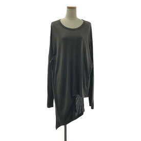YOHJI YAMAMOTO POUR HOMME / ヨウジヤマモトプールオム | 変形 アシンメトリー クルーネック ロング ニット | オリーブ | メンズ