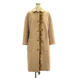 【美品】 mina perhonen / ミナペルホネン | 2020AW | forest parade レースデザイン ウール ロング コート | 36 | ピンク / ブラウン | レディース