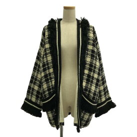 GUCCI / グッチ | 2021AW | リゾートコレクション チェック フリンジ ツイード ノーカラー ジャケット | ブラック/ホワイト | レディース