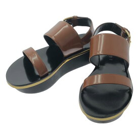 【美品】 MARNI / マルニ | レザーストラップ プラットフォーム サンダル | 37 | ブラウン | レディース
