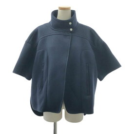 AKIRANAKA / アキラナカ | スタンドカラー ジャージー ケープ ジャケット | 36 | ネイビー | レディース