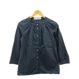 MARNI / マルニ | コットン ギャザー シャツ ブラウス | 42 | ダークネイビー | レディース