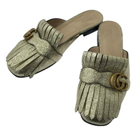 GUCCI / グッチ | GGマーモント パテントレザー キルト サンダル | 38 | ゴールド | レディース