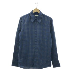 DRIES VAN NOTEN / ドリスヴァンノッテン | コットン チェック レギュラーカラー シャツ | 46 | ネイビー | メンズ
