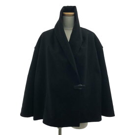 【美品】 HERMES / エルメス | レザーベルト カシミヤ ドレープ コート | 34 | ブラック | レディース