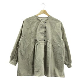 【美品】 TANDEY / オオカミとフクロウ | オオカミと風ゆらぎのエルマ / スリット ギャザー シャツ ブラウス | ベージュ/グレー系 | レディース