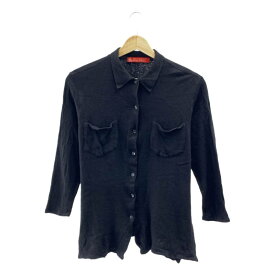 RICCARDO PIACENZA / リカルドピアチェンツァ | カシミヤ シルク スリット ニット シャツ | 44 | ブラック | レディース