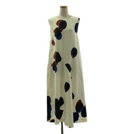 【美品】 Y's / ワイズヨウジヤマモト | 2021AW | WOOL VIYELLA BLURRY S DOT PRINT BACK SLIT DRAPE DRESS ノースリーブ ウール ワンピース | 1 | オフホワイト | レディース