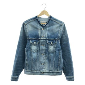 Maison Margiela / メゾンマルジェラ | 2021SS | denim jacket / ブリーチ カットオフ ノーカラー デニムジャケット | 36 | インディゴ | レディース