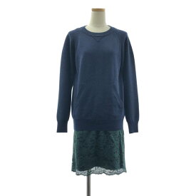 sacai luck / サカイラック | ニット レイヤード レースワンピース | 1 | ネイビー/グリーン | レディース