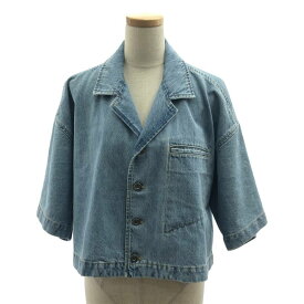 【美品】 BOTTEGA VENETA / ボッテガヴェネタ | Cropped Denim Shirt / ライトブリーチ デニム クロップドシャツ ジャケット | 36 | インディゴ | レディース