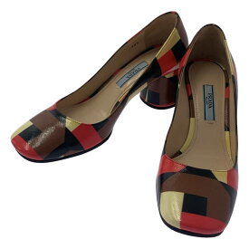 PRADA / プラダ | 幾何学模様 チャンキーヒール パンプス | 35 1/2 | マルチカラー | レディース