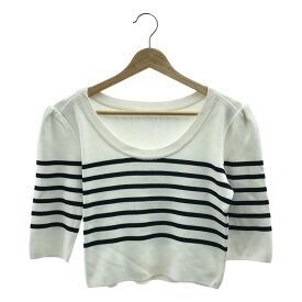 BORDERS at BALCONY / ボーダーズアットバルコニー | BORDER ROUND NECK MINI TOP ボーダー クロップド ニット | 38 | ホワイト/ブラック | レディース