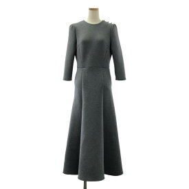 BORDERS at BALCONY / ボーダーズアットバルコニー | ROUND MIDI DRESS パール ラウンドネック ミディドレス ワンピース | 38 | グレー | レディース
