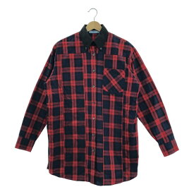 PRADA / プラダ | チェック柄 ロングシャツ | 36 | レッド/ネイビー/ブラック | レディース