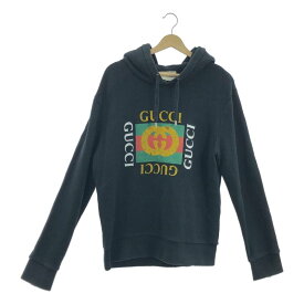 GUCCI / グッチ | オールドロゴ プリント パーカー | M | ブラック | メンズ