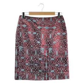 【美品】 DRIES VAN NOTEN / ドリスヴァンノッテン | SCRANTON 1415 W.W.SKIRT / 総柄 スリット スカート | 38 | レッド/ブルー | レディース