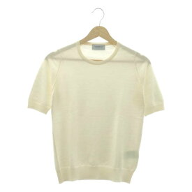 JOHN SMEDLEY / ジョンスメドレー | ウール 半袖 ニット | S | ナチュラル | レディース