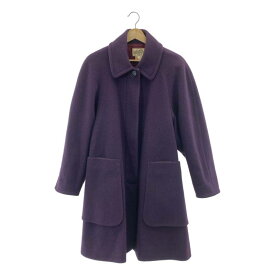 HERMES / エルメス | ヴィンテージ ウール レザー切替 チェスターコート | 40 | パープル | レディース