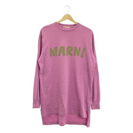 MARNI / マルニ | 2022SS | ロゴプリント 長袖 コットン カットソー | 38 | ピンク | レディース