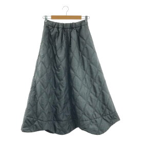 Ganni / ガニー | Ripstop Quilt Wavy Hem Skirt キルティング ロングスカート | 36 | ブラック | レディース