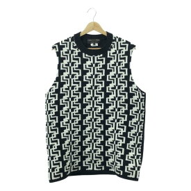 【美品】 COMME des GARCONS HOMME PLUS / コムデギャルソンオムプリュス | 2021AW | 総柄 ポリエステル ニット ベスト | M | ブラック / ホワイト | メンズ