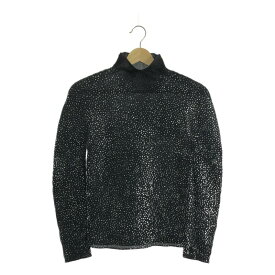 【美品】 me ISSEY MIYAKE / ミーイッセイミヤケ | 総柄 箔プリント ハイネック プルオーバー | ブラック/シルバー | レディース