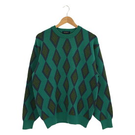 YVES SAINT LAURENT / イヴサンローラン | 1990s | OLD オールド 総柄 ビッグシルエット クルーネック ニット セーター | L | グリーン | メンズ