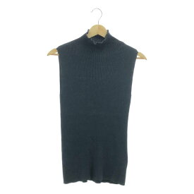 【美品】 AP STUDIO / エーピーストゥディオ | シルク コットン リブ ハイネック スリーブレス ニット | F | ブラック | レディース