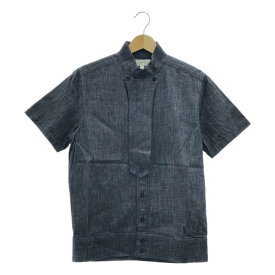 HYKE / ハイク | パネル装飾 スタンドカラー S/S シャンブレーシャツ | 1 | インディゴ | レディース
