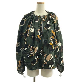 MARNI / マルニ | 総柄 ドローストリング ギャザー ボリューム ブルゾン ジャケット | 36 | グリーン | レディース