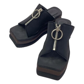 STELLA McCARTNEY / ステラマッカートニー | SLIDE STRETCH SCUBA / ロゴジップ プラットフォーム サンダル | 35 | ブラック | レディース