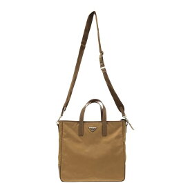 【美品】 PRADA / プラダ | Re-Nylon x サフィアーノ レザー 2way ショルダー付き トートバッグ / ロゴ総裏地 / ユニセックス | TABACCO | メンズ