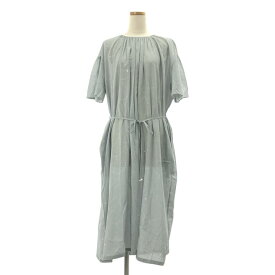 【美品】 mina perhonen / ミナペルホネン | Loysa ロイザ / ギャザー プリント ドレス ワンピース | 40-42 | グレー | レディース