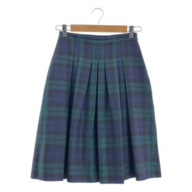 O'NEIL OF DUBLIN / オニールオブダブリン | ウール チェック タックスカート | US6 | ネイビー/グリーン | レディース