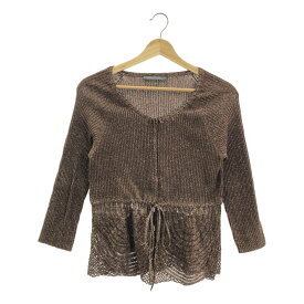 【美品】 ALBERTA FERRETTI / アルベルタフェレッティ | コットン ラメ リブ ニット カーディガン | 42 | ブラウン | レディース