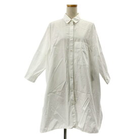 JIL SANDER / ジルサンダー | 2023SS | コットン エンブロイダリーワンポイントロゴ ポケット付き オーバー シャツ ワンピース | 34 | ホワイト | レディース